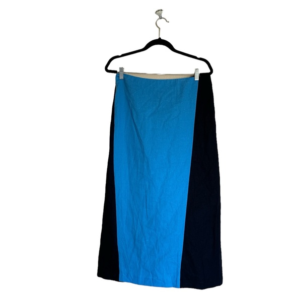 NWOT Zara Linen Blend Pencil Skirt Color Block Bloggers Fav  Large - Picture 8 of 9